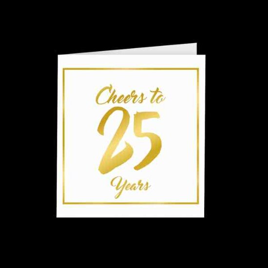 Gold White Cards Wenskaart 25 jaar