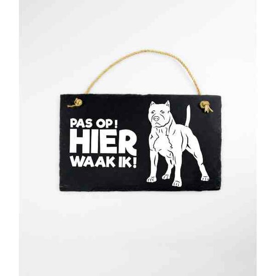 Leisteen Dieren - Amerikaanse Pitbull / Spreuktegel