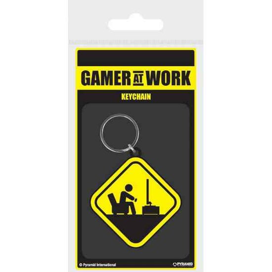 GAMER AT WORK - Rubber Keychain - Caution Sign - Sleutelhanger