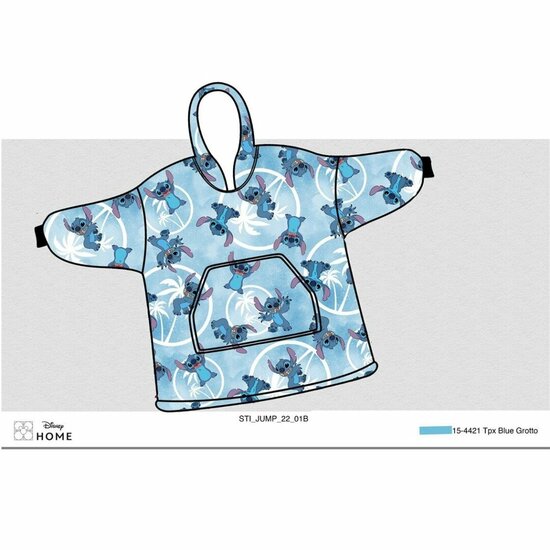 LILO &amp; STITCH - Stitch - Sweat Poncho Coral Fleece - Adult Size