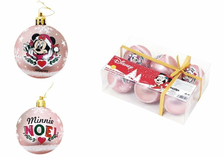 Kerstbal Minnie Mouse Lucky 6 Stuks Roze Plastic (&Oslash; 8 cm)
