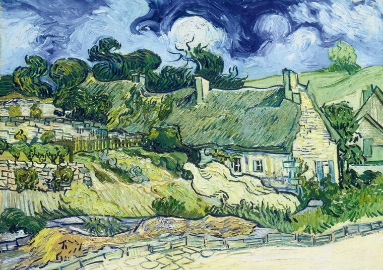Vincent Van Gogh - Thatched Cottages at Cordeville, 1890 - puzzel 1000 Stukjes