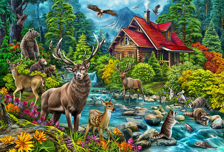 Red-Roofed Cabin  Puzzel 2000 stukjes Cobble Hill