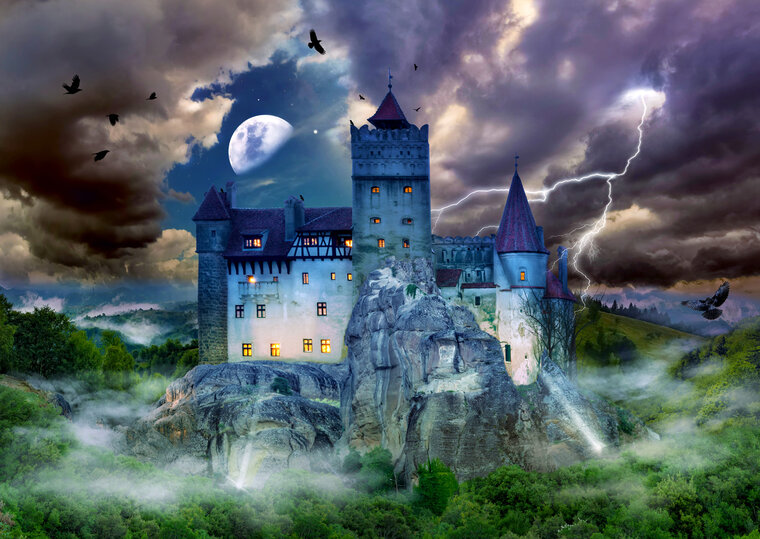 Spooky Night at Dracula&#039;s Castle - Puzzel - 1000  Stukjes  