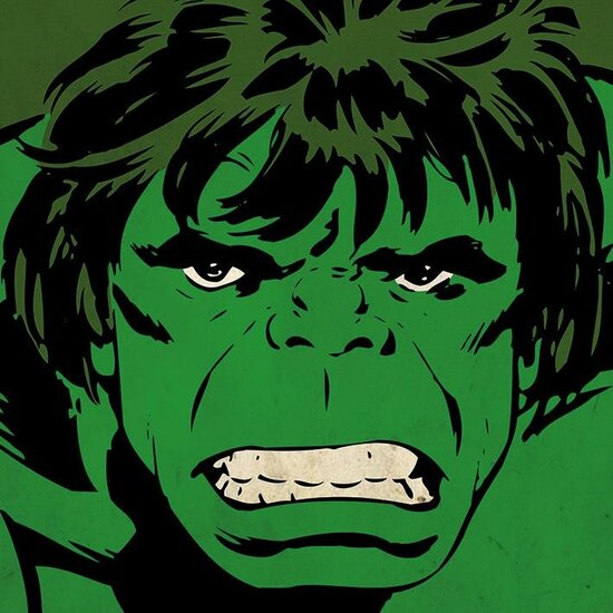 MARVEL COMICS - Canvas 40X40 &#039;18mm&#039; - HULK Close-Up