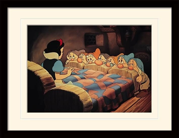 DISNEY - Mounted &amp; Framed 30X40 Print - Snow White Bed