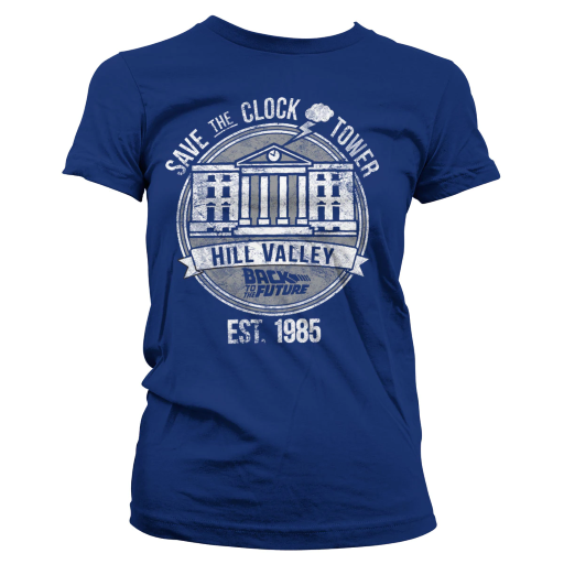 BACK TO THE FUTURE - T-Shirt Save the Clock Tower - Navy GIRL (L)