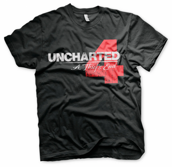 UNCHARTED 4 - T-Shirt Distressed Logo - Black (XL)