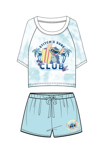 DISNEY- Stitch&#039;s Surf Club - Short Blue Woman Pyjama (M)