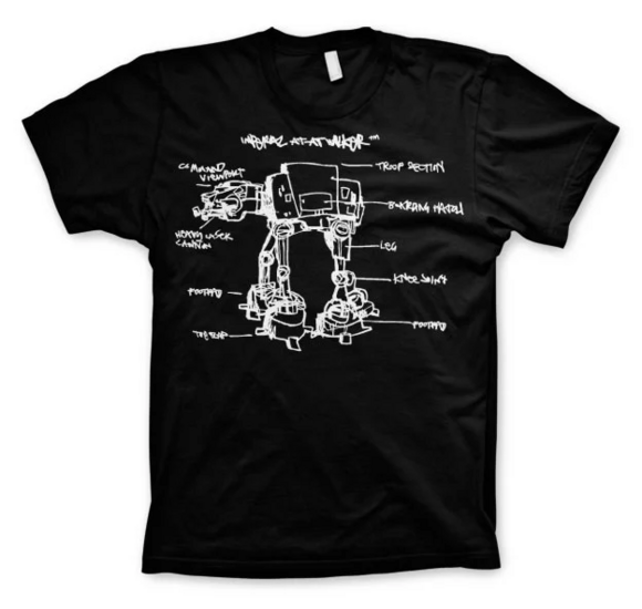 STAR WARS - T-Shirt AT-AT Sketch - Black (M)