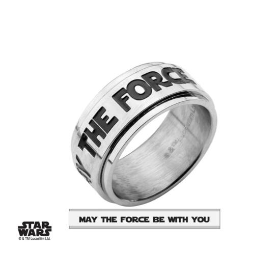 STAR WARS - Men&#039;s Stainless Steel MAY THE FORCE Spinner Ring - Size 11