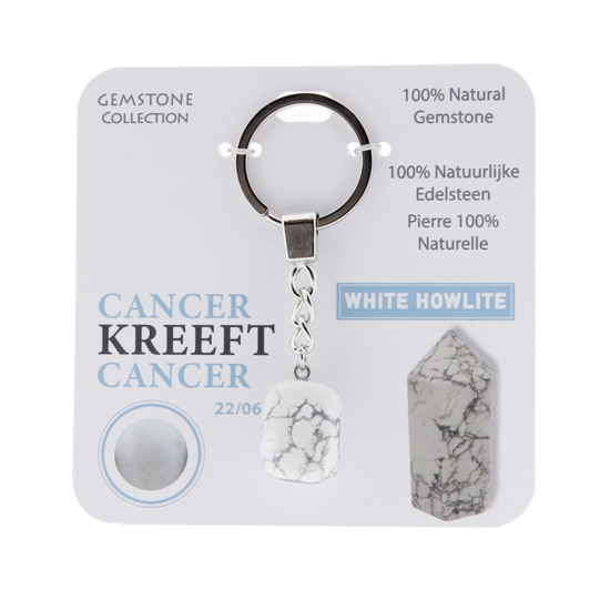 Gemstone - White Howlite -Sleutelhanger - Sterrenbeeld - Kreeft