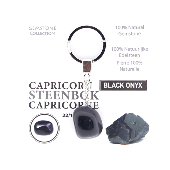 Gemstone - Black Onyx -Sleutelhanger - Sterrenbeeld - Steenbok