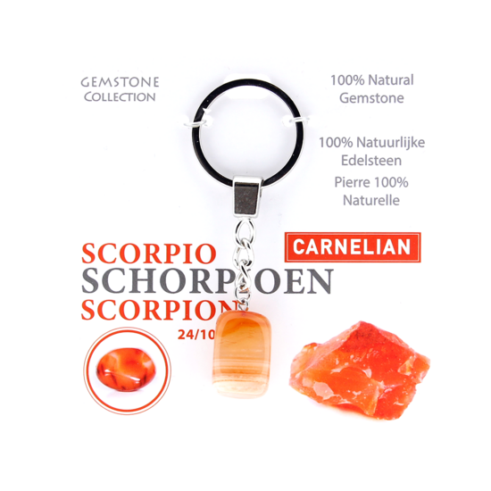 Gemstone -Carnelian - Sleutelhanger - Sterrenbeeld - Schorpioen