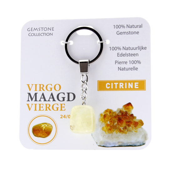 Gemstone - Citrine -Sleutelhanger - Sterrenbeeld - Maagd