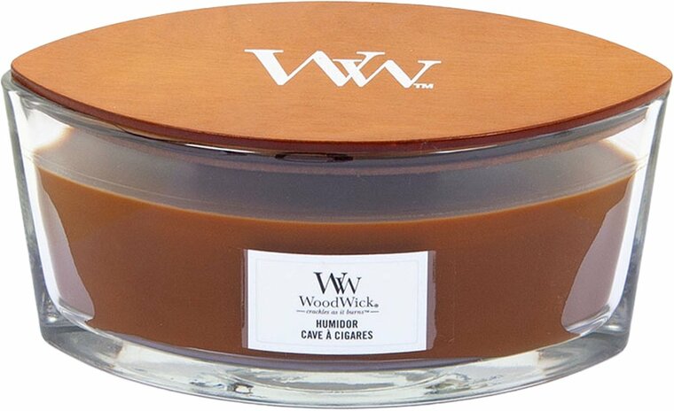WoodWick Heartwick Flame Ellipse Geurkaars - Humidor