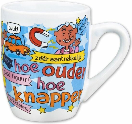 Paper Dreams Mok Cartoon-stijl Man Knap Keramiek 325 Ml Blauw