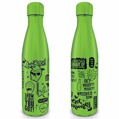 RICK &amp; MORTY - Metal Bottle - Quotes - 500ml