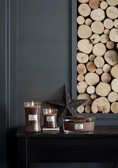  WoodWick Heartwick Flame Ellipse Geurkaars - Smoked Walnut &amp; Maple