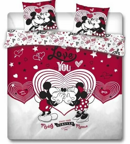 DISNEY - Duvet Cover - Mickey Minnie Love You &#039;100% microfiber&#039;