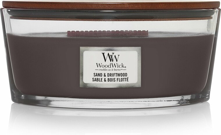 WoodWick Heartwick Flame Ellipse Geurkaars - Sand &amp; Driftwood
