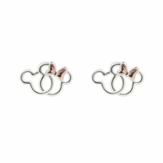 MICKEY &amp; MINNIE - 1 Pair of Silver Studs Earrings