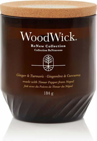 WoodWick Geurkaars Medium - ReNew - Ginger &amp; Tumeric - 9.5 cm / &oslash; 8 cm