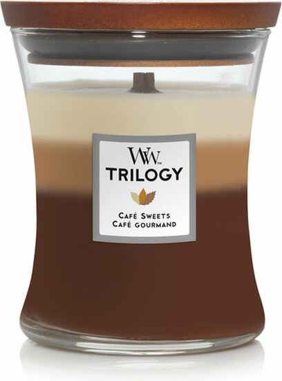Woodwick Hourglass Medium Trilogy Geurkaars - Cafe Sweets