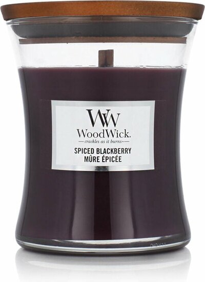 Woodwick Hourglass Medium Geurkaars - Spiced Blackberry