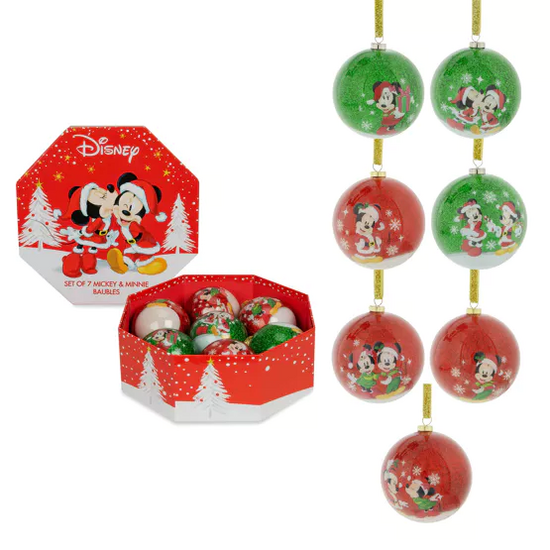 MICKEY &amp; MINNIE - Set of 7 Xmas Baubles