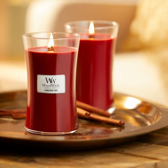 WoodWick Hourglass Large Geurkaars - Cinnamon Chai