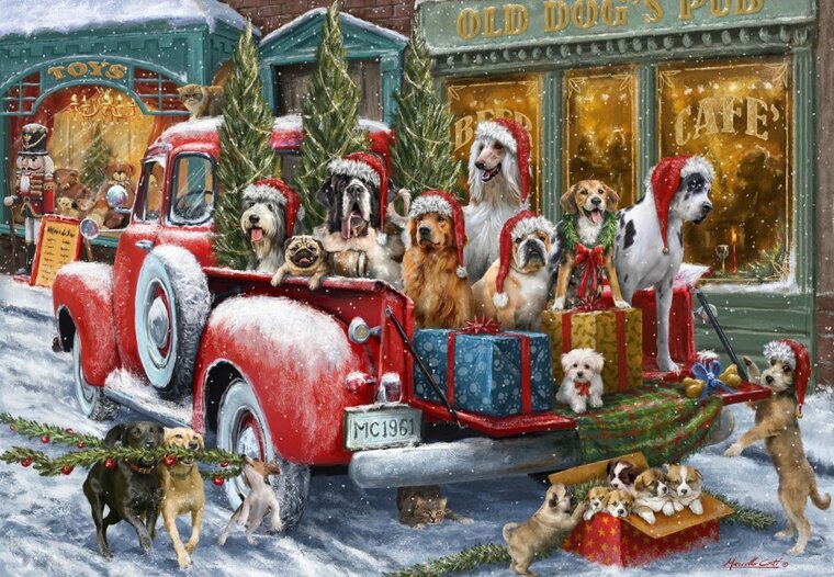 Dogs on Truck - Puzzel -1000 stukjes