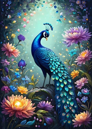 Flowers &amp; Peacock - Puzzel - 500 Stukjes