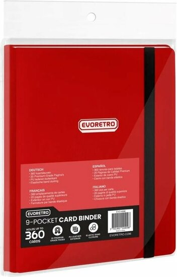 EVORETRO - Regular Card Binder 9 pocket voor 360 cards met elastiek - Rood