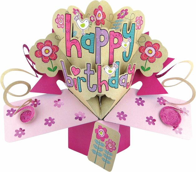 3D Pop-up wenskaart met envelop &ndash; Happy Birthday
