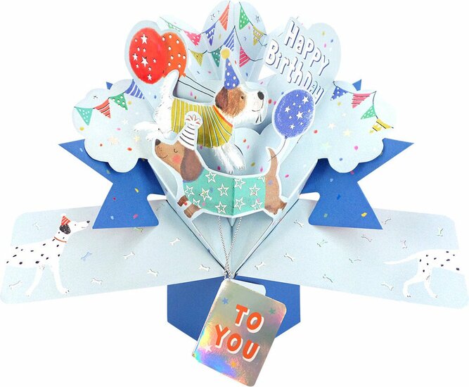 3D Pop-up wenskaart met envelop &ndash; Happy Birthday to You - Dogs