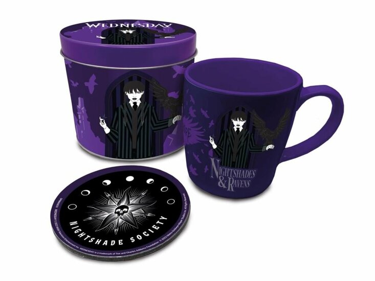 WEDNESDAY - Nightshades &amp; Ravens - Mug &amp; coaster in metal tin