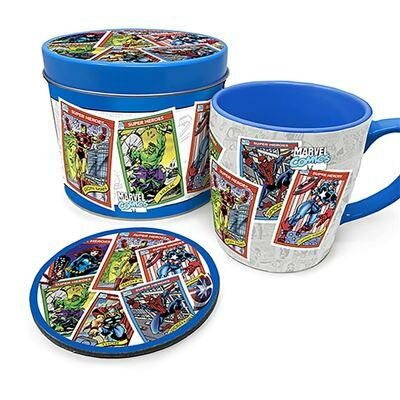 MARVEL - Retro &quot;Collectors Cards&quot; - Mug &amp; coaster in metal tin