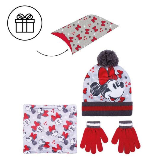 MINNIE - Set Pompon Beanie + Handschoenen + Neck - 3Stk Kids