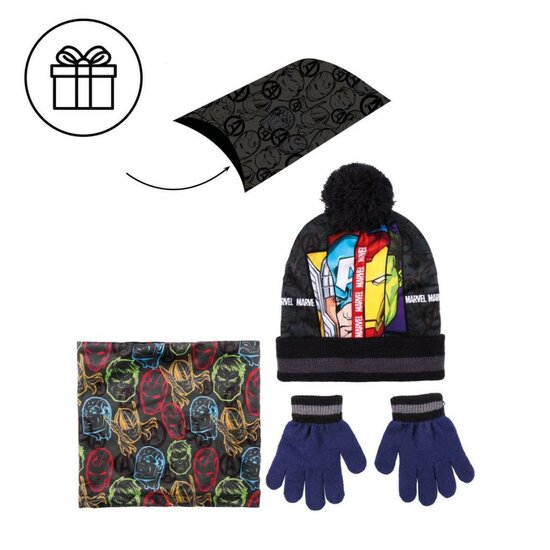 AVENGERS  - Set Pompon Beanie + Handschoenen + Neck - 3Stk Kids