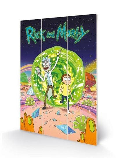 RICK &amp; MORTY - Portal - Wood Print 20x29.5cm
