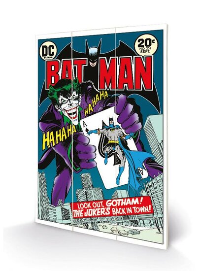 DC COMICS - Wood Print 20x29.5 - Batman Joker&#039;s Back in Town