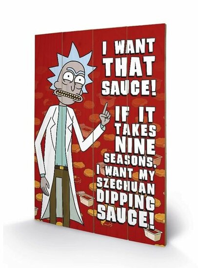 RICK &amp; MORTY - Wood Print 40X59 - Szechuan Sauce