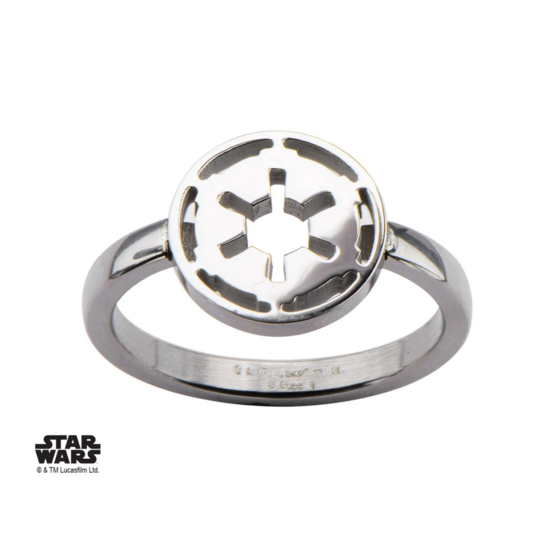 STAR WARS - Women&#039;s Stainless Steel Galatic Empire Cut Ring - Size 7