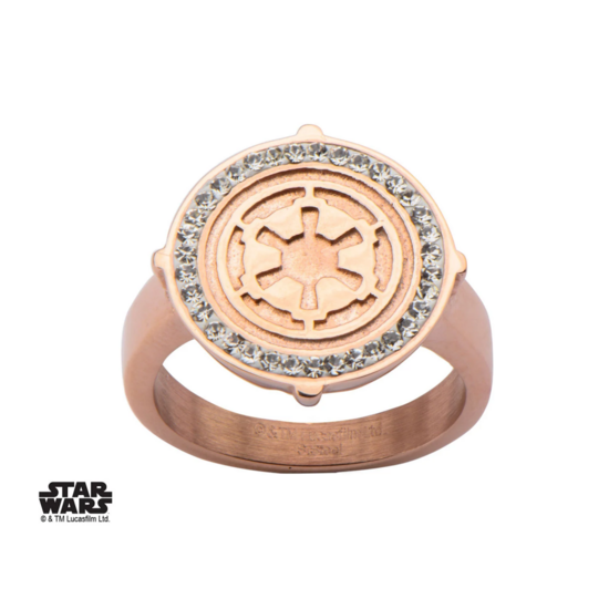 STAR WARS - Women&#039;s Stainless Steel Rose Gold Empire Symbol - Size 7