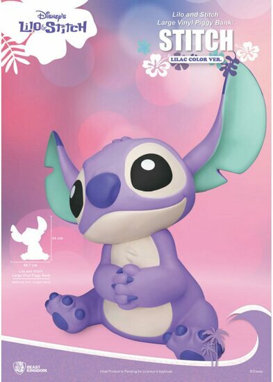 LILO &amp; STITCH - Stitch &quot;Lilac Color&quot; - Piggy Bank 44cm