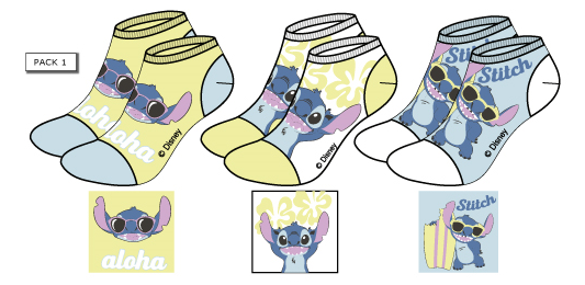 LILO &amp; STITCH - Stitch - Pack of 3 Woman Socks Pack 1 (T39/41)
