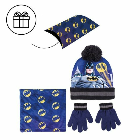 BATMAN - Set Pompon Beanie + Handschoenen + Neck - 3Stk Kids