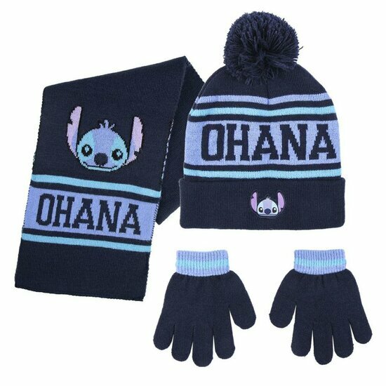 LILO &amp; STITCH  - Set Pompon Beanie + Handschoenen + Scarf - 3Stk Kids