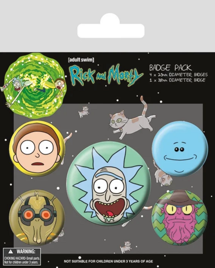 RICK &amp; MORTY - Pack 5 Badges - Heads